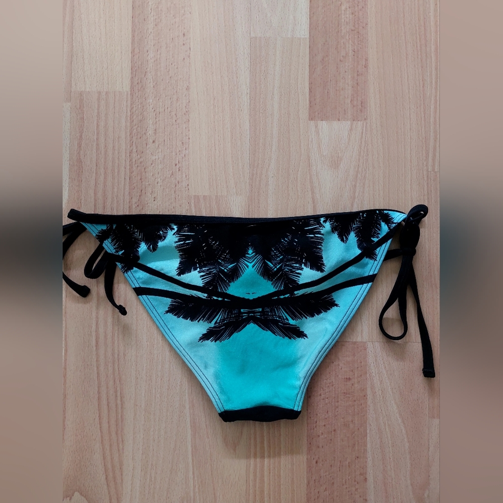 RipCurl Aqua Teal Swim Bottom with Black Palm Print - Size S